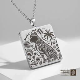 گردنبند طرح پیت‌بول ماندالا (حکاکی لیزری فایبر، مدل قاب مربع) کد 502657