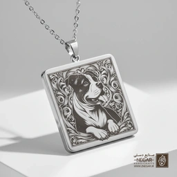 گردنبند طرح پیت‌بول خندان (حکاکی لیزری فایبر، مدل قاب مربع) کد 502658