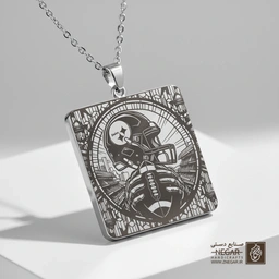 گردنبند طرح پیتسبورگ استیلرز - نمای استادیوم (حکاکی لیزری فایبر، مدل قاب مربع) کد 502663