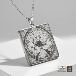 گردنبند طرح پوکمون - اش کچام (حکاکی لیزری فایبر، مدل قاب مربع) کد 502680
