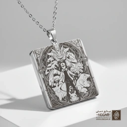 گردنبند طرح پوکمون - طاق جادویی (حکاکی لیزری فایبر، مدل قاب مربع) کد 502687