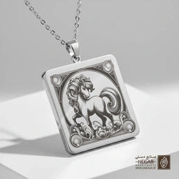 گردنبند طرح اسب پونی - کادر مربعی (حکاکی لیزری فایبر، مدل قاب مربع) کد 502699