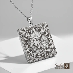 گردنبند طرح سگ پودل - قاب دایره‌ای (حکاکی لیزری فایبر، مدل قاب مربع) کد 502703