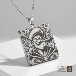 گردنبند طرح ملوان زبل - کلاسیک (حکاکی لیزری فایبر، مدل قاب مربع) کد 502706