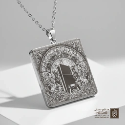 گردنبند طرح پلی‌استیشن  - هندسی (حکاکی لیزری فایبر، مدل قاب مربع) کد 502737