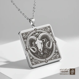 گردنبند طرح قوچ کلاسیک (حکاکی لیزری فایبر، مدل قاب مربع) کد 502776