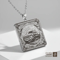 گردنبند طرح پیکاپ رم (حکاکی لیزری فایبر، مدل قاب مربع) کد 502779