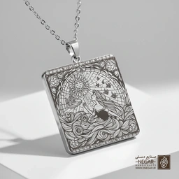 گردنبند طرح راپونزل - جادویی (حکاکی لیزری فایبر، مدل قاب مربع) کد 502797