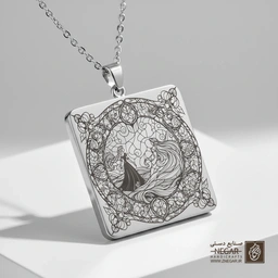 گردنبند طرح راپونزل - فیگور کامل (حکاکی لیزری فایبر، مدل قاب مربع) کد 502798