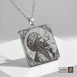 گردنبند طرح راستامن (Rasta Man) (حکاکی لیزری فایبر، مدل قاب مربع) کد 502801