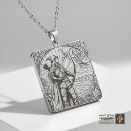 گردنبند طرح رابین هود - کماندار طبیعت (حکاکی لیزری فایبر، مدل قاب مربع) کد 502840