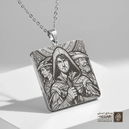 گردنبند طرح رابین هود - پرتره قهرمان (حکاکی لیزری فایبر، مدل قاب مربع) کد 502844