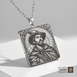 گردنبند طرح رابین هود - قاب خورشیدی (حکاکی لیزری فایبر، مدل قاب مربع) کد 502847