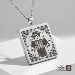 گردنبند طرح روبلاکس - نشانه (حکاکی لیزری فایبر، مدل قاب مربع) کد 502860
