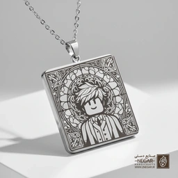 گردنبند طرح روبلاکس - قاب گل‌دار (حکاکی لیزری فایبر، مدل قاب مربع) کد 502865