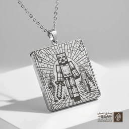 گردنبند طرح روبلاکس - قهرمان شمشیرزن (حکاکی لیزری فایبر، مدل قاب مربع) کد 502868