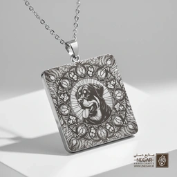 گردنبند طرح سگ روتوایلر - قاب دایره (حکاکی لیزری فایبر، مدل قاب مربع) کد 502884