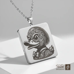 گردنبند طرح اردک پلاستیکی چاکی (Chucky Rubber Duck) (حکاکی لیزری فایبر، مدل قاب مربع) کد 502892