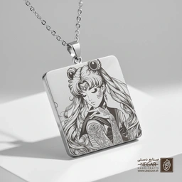 گردنبند طرح سیلور مون - رویایی (حکاکی لیزری فایبر، مدل قاب مربع) کد 502903