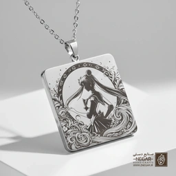 گردنبند طرح سیلور مون - ماه (حکاکی لیزری فایبر، مدل قاب مربع) کد 502904