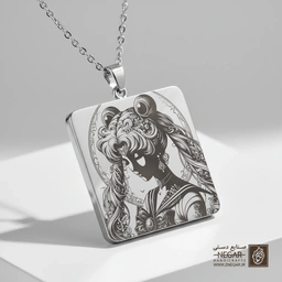 گردنبند طرح سیلور مون - قاب دکوراتیو (حکاکی لیزری فایبر، مدل قاب مربع) کد 502907