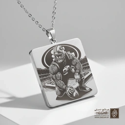 گردنبند طرح بازیکن فوتبال در زمین (حکاکی لیزری فایبر، مدل قاب مربع) کد 502920
