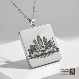 گردنبند طرح خط افق سان‌خوزه (حکاکی لیزری فایبر، مدل قاب مربع) کد 502928