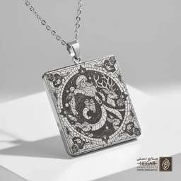 گردنبند طرح بابا نوئل - قاب دایره (حکاکی لیزری فایبر، مدل قاب مربع) کد 502929