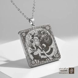 گردنبند طرح بابا نوئل - قاب مربعی (حکاکی لیزری فایبر، مدل قاب مربع) کد 502932