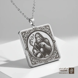 گردنبند طرح ساسکواچ (پاگنده) (حکاکی لیزری فایبر، مدل قاب مربع) کد 502936