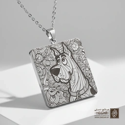 گردنبند طرح چهره اسکوبی دو (حکاکی لیزری فایبر، مدل قاب مربع) کد 502942
