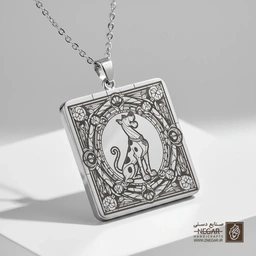گردنبند طرح اسکوبی دو - قاب بیضی (حکاکی لیزری فایبر، مدل قاب مربع) کد 502947