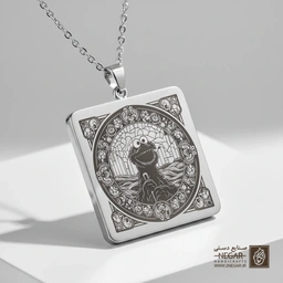 گردنبند طرح کوکی مانستر - قاب دایره (حکاکی لیزری فایبر، مدل قاب مربع) کد 502974