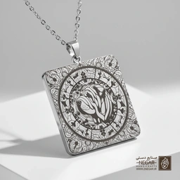 گردنبند طرح سگ شارپی استایل قبیله‌ای (حکاکی لیزری فایبر، مدل قاب مربع) کد 502993