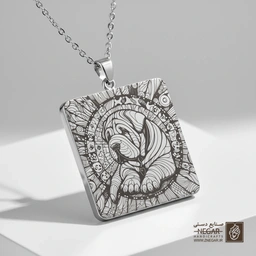 گردنبند طرح توله سگ شارپی بامزه (حکاکی لیزری فایبر، مدل قاب مربع) کد 502994