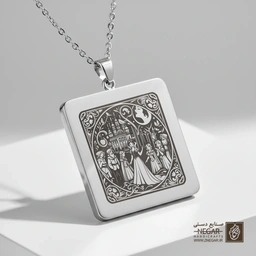 گردنبند طرح سفیدبرفی و هفت کوتوله (دایره) (حکاکی لیزری فایبر، مدل قاب مربع) کد 503162