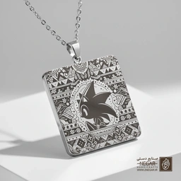 گردنبند طرح نیم‌رخ سونیک (استایل مینی‌مال) (حکاکی لیزری فایبر، مدل قاب مربع) کد 503185