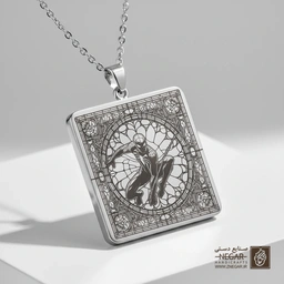 گردنبند طرح مرد عنکبوتی در تار هدف (حکاکی لیزری فایبر، مدل قاب مربع) کد 503216