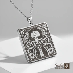 گردنبند طرح بختاپوس (Squidward) کلاسیک (حکاکی لیزری فایبر، مدل قاب مربع) کد 503247