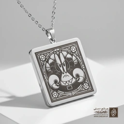 گردنبند طرح آقای خرچنگ متفکر (حکاکی لیزری فایبر، مدل قاب مربع) کد 503275