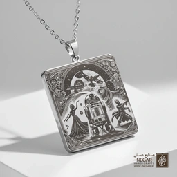 گردنبند طرح دنیای جنگ ستارگان (Star Wars) (حکاکی لیزری فایبر، مدل قاب مربع) کد 503276