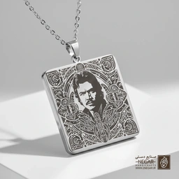 گردنبند طرح پرتره لاندو کالریسیان (Lando) (حکاکی لیزری فایبر، مدل قاب مربع) کد 503286