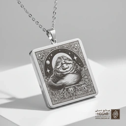 گردنبند طرح جابا د هات (Jabba the Hutt) (حکاکی لیزری فایبر، مدل قاب مربع) کد 503297