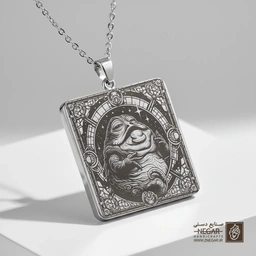 گردنبند طرح جابا د هات (Jabba the Hutt) (حکاکی لیزری فایبر، مدل قاب مربع) کد 503312