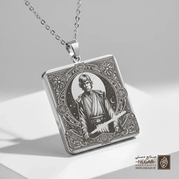 گردنبند طرح لوک اسکای‌واکر با لایت‌سیبر (حکاکی لیزری فایبر، مدل قاب مربع) کد 503313
