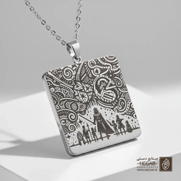 گردنبند طرح دارث ویدر و ارتش امپراتوری (حکاکی لیزری فایبر، مدل قاب مربع) کد 503319
