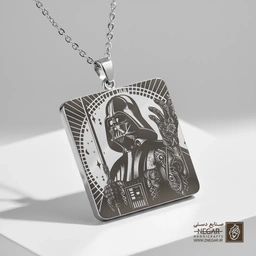 گردنبند طرح دارث ویدر (Darth Vader) اکشن (حکاکی لیزری فایبر، مدل قاب مربع) کد 503321