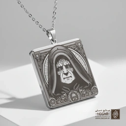 گردنبند طرح چهره امپراتور (Palpatine) قاب‌دار (حکاکی لیزری فایبر، مدل قاب مربع) کد 503326