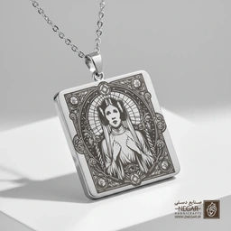 گردنبند طرح پرنسس لیا (Princess Leia) در قاب (حکاکی لیزری فایبر، مدل قاب مربع) کد 503329