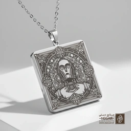 گردنبند طرح ربات سی‌تری‌پی‌او (C-PO) (حکاکی لیزری فایبر، مدل قاب مربع) کد 503330